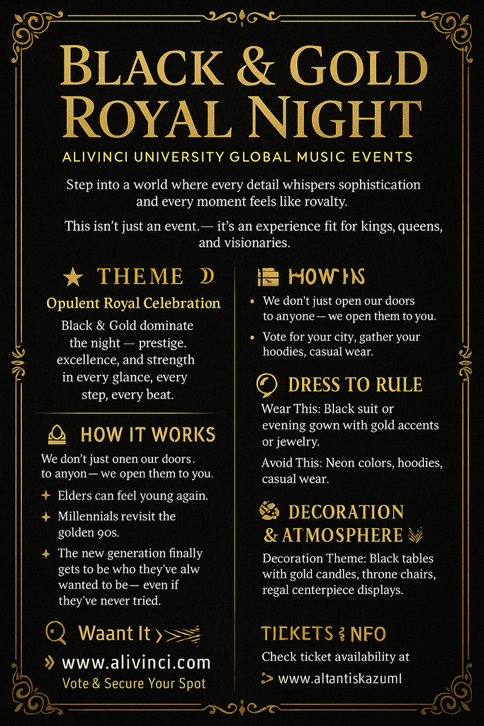 👑 Alivinci University Global Music Events Presents: Black & Gold Royal Night